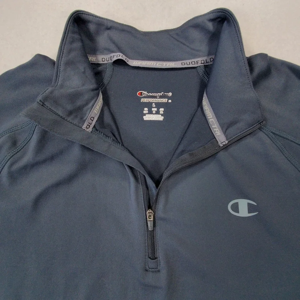 Champion Performance Quarter Zip Pullover Men Large Blue Duo Dry‎ Athletic